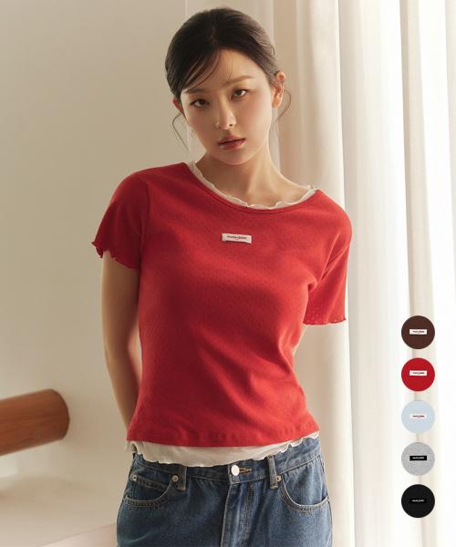 라벨 펀칭 레이어드 티셔츠(MAGBTS08M)