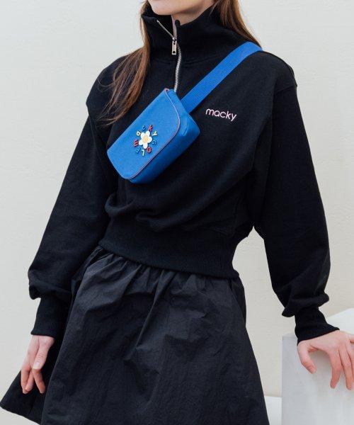 멀티 캔버스 벨트 힙색 블루