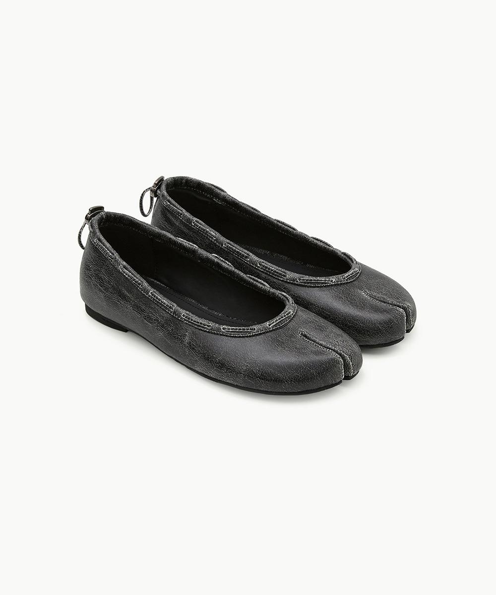 Leather String Flat / Vintage Black