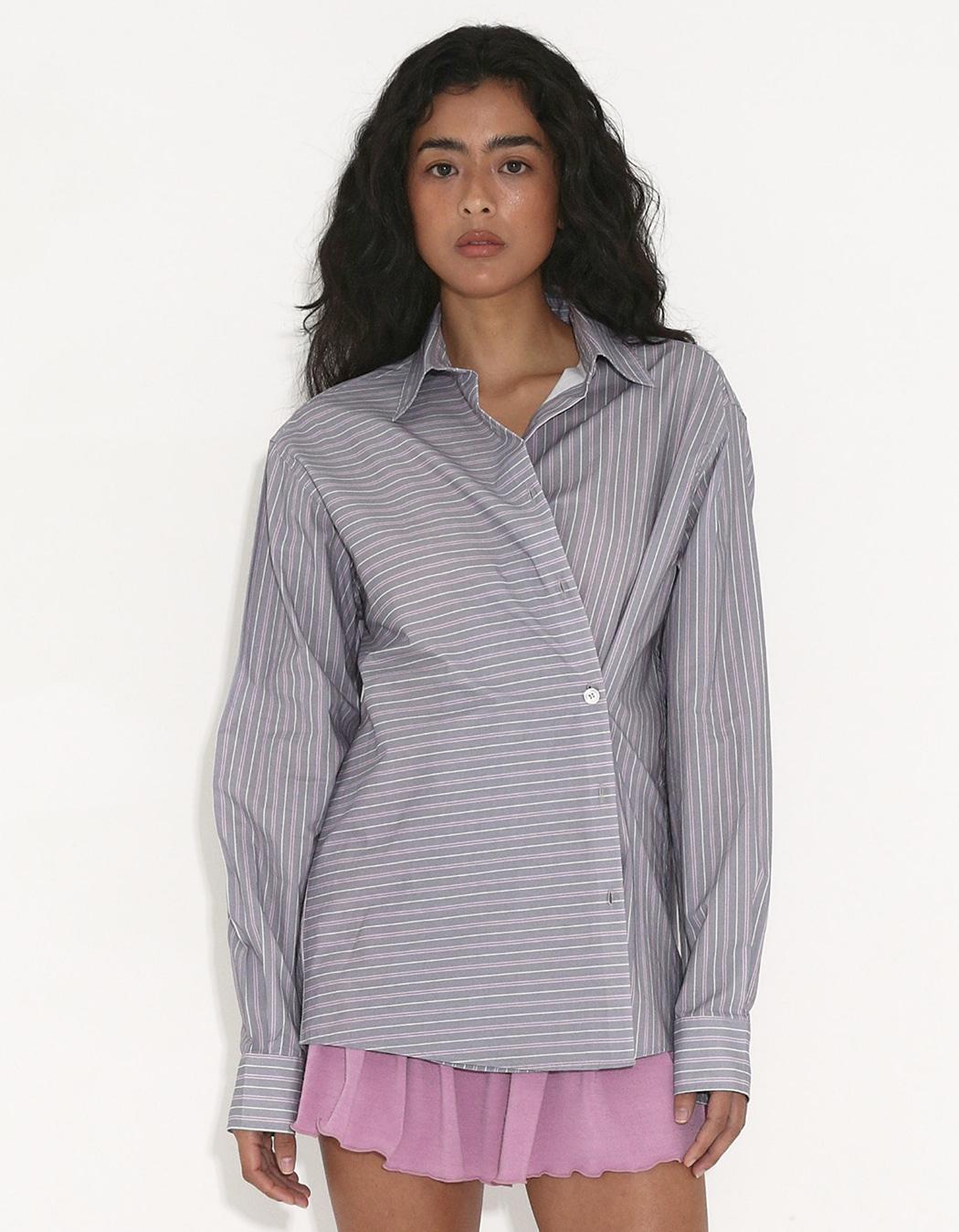 OVERSIZED STRIPE SHIRT, GREY