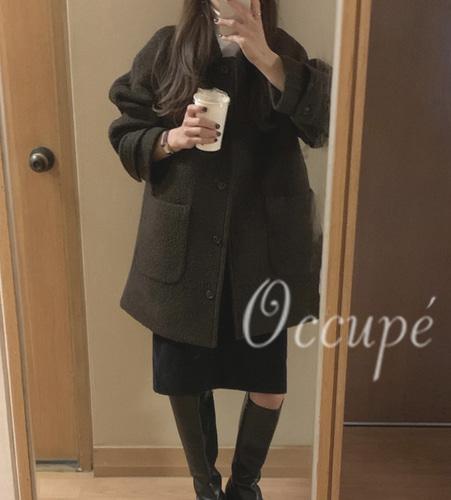 버베인 윈터 알파카 부클 하프 코트 (1col) verveine