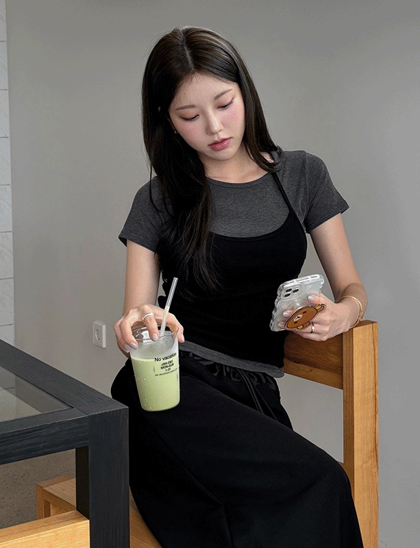 데이인 니드 반팔 홀터나시 레이어드 set