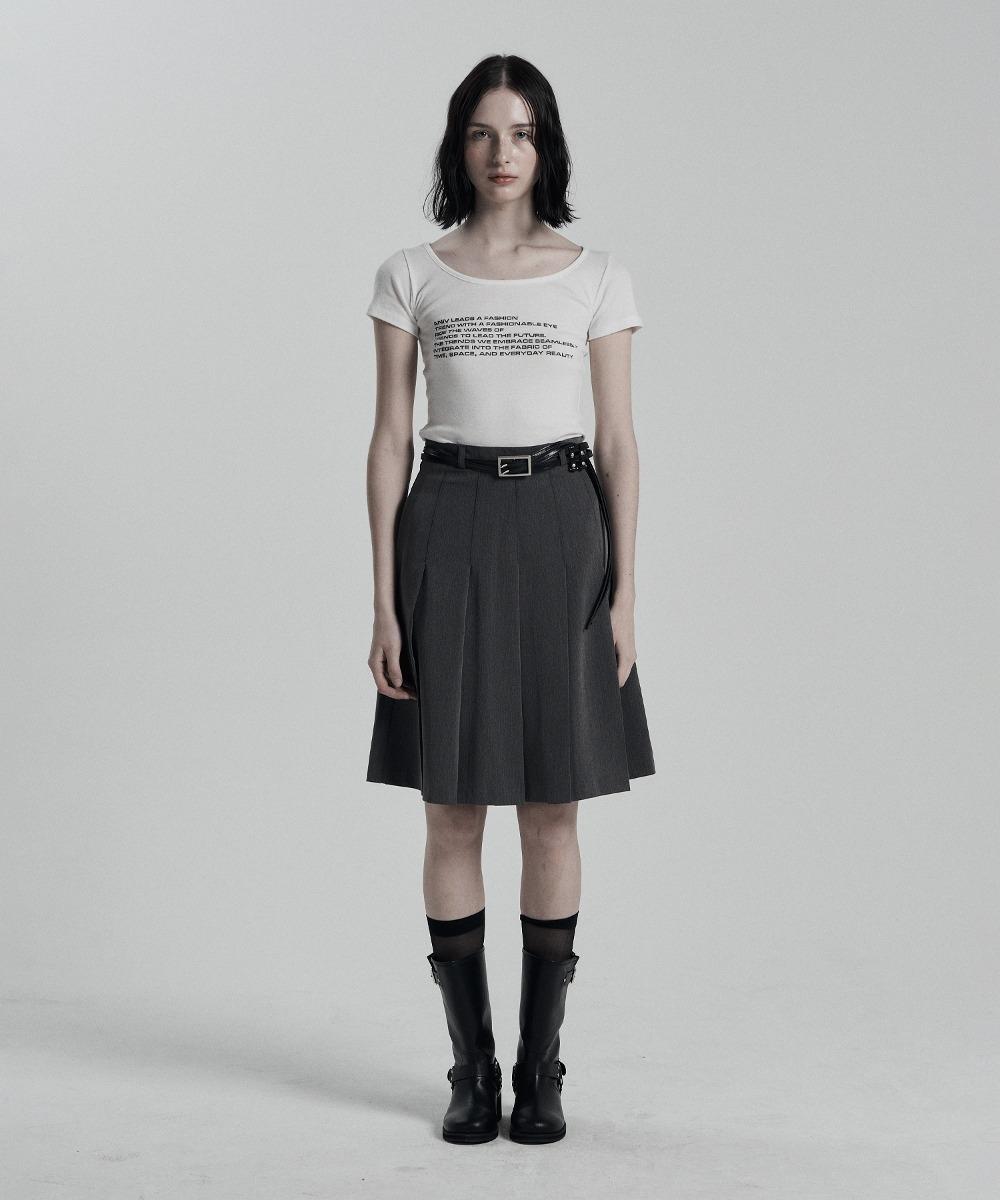 MIDI PLEATS SKIRT GRAY
