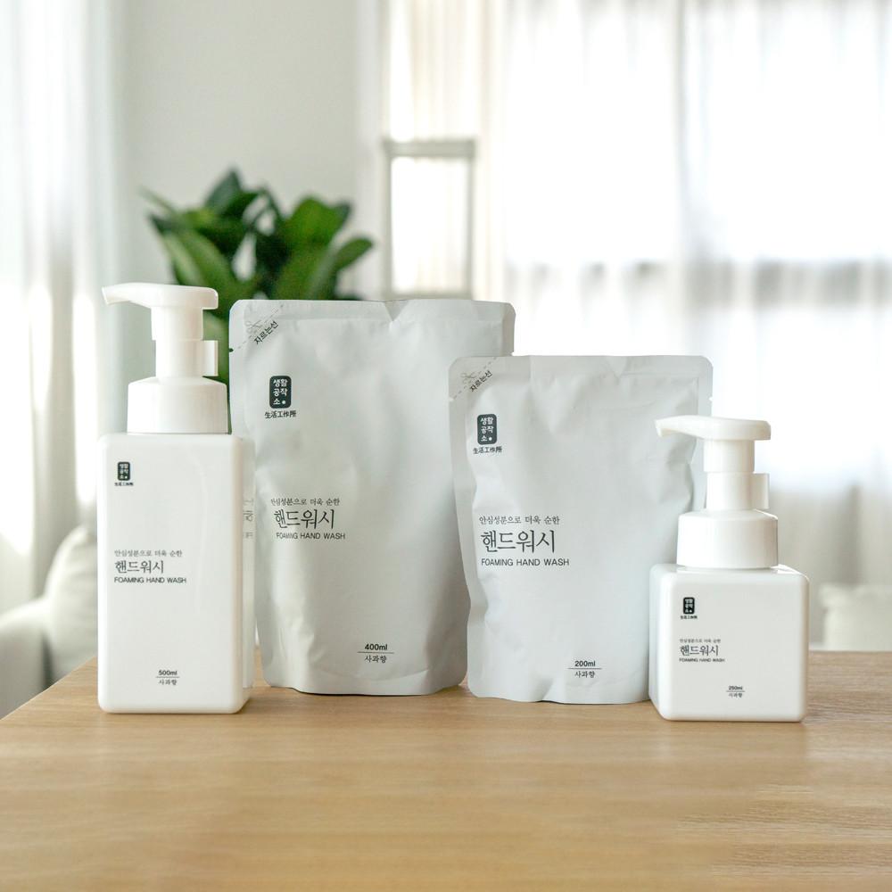 생활공작소 핸드워시 손세정제 용기 500mlx2개+리필 400mlx5개