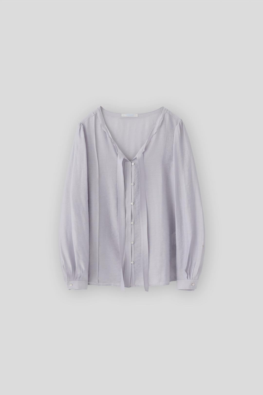 T/T Sheer tie blouse (purple gray)
