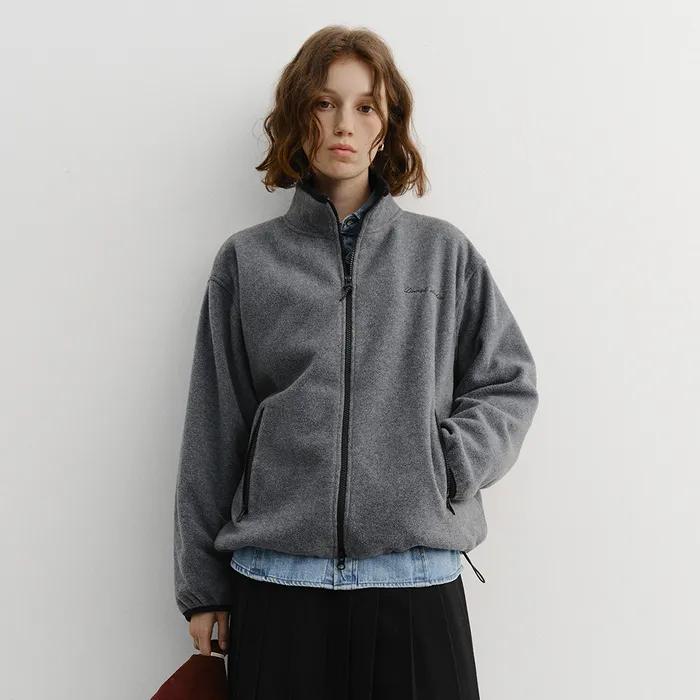 UNISEX ZIP-UP FLEECE SWEATSHIRT CHARCOAL GREY_UDJU5D135CG