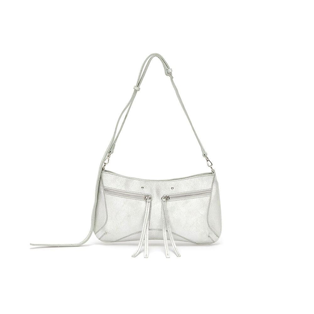 ZIPPER LEATHER SQUARE BAG IN SILVER