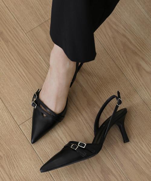 렌시아 버클 스트랩 슬링백힐 (5/7cm)