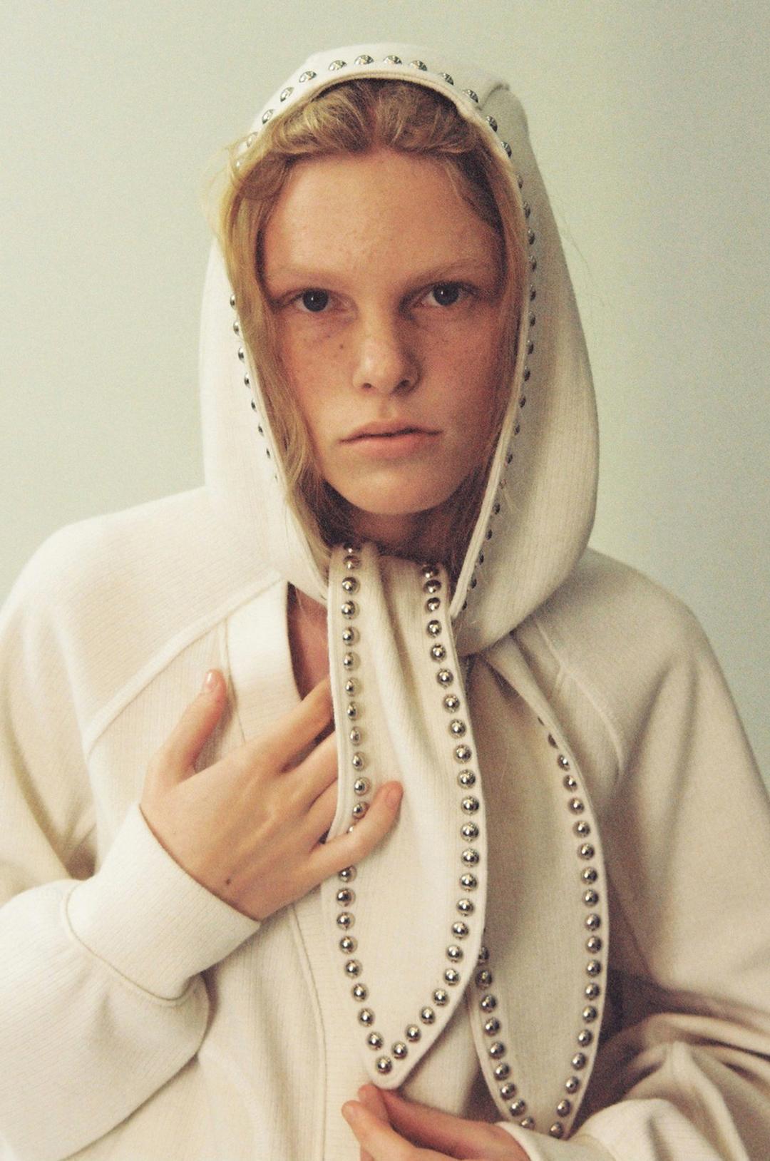 [Restock] G_STUDDED MUFFLER HOOD-CARDIGAN_25FW / IVORY