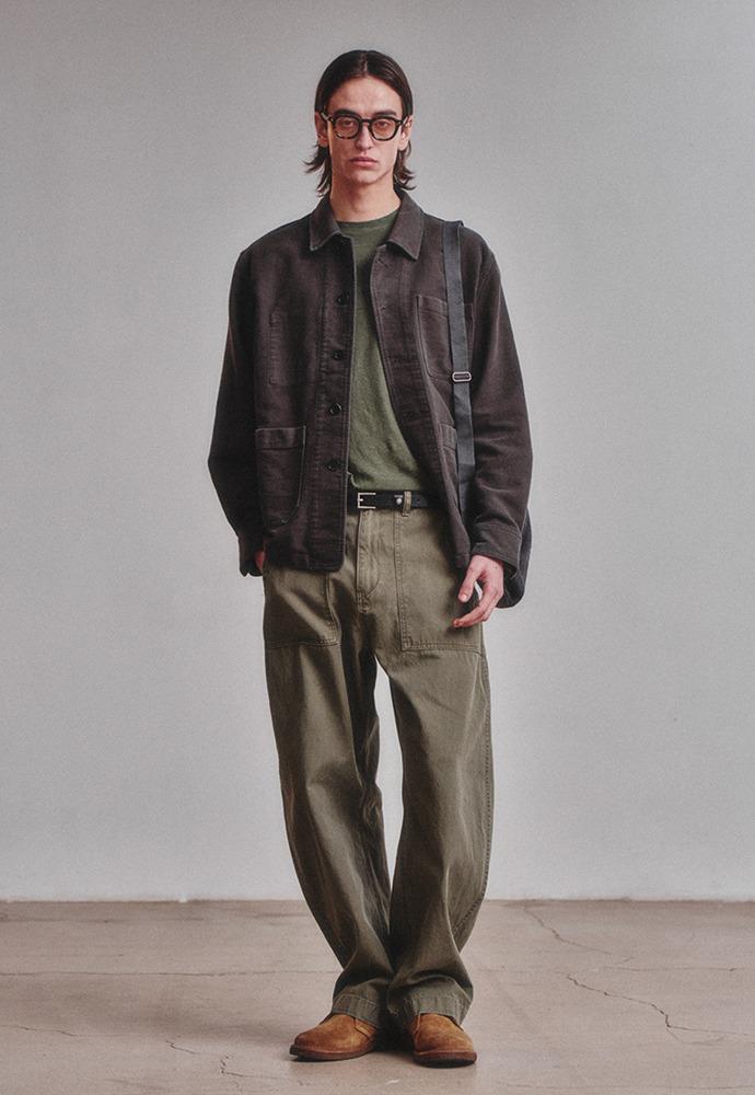 Washed Moleskin French Work Jacket_Stone