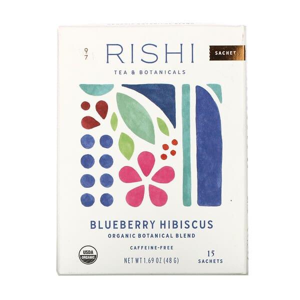 Rishi Tea, 유기농 식물성 혼합물, 블루베리 히비스커스, 카페인 무함유, 15봉지, 48g(1.69oz)