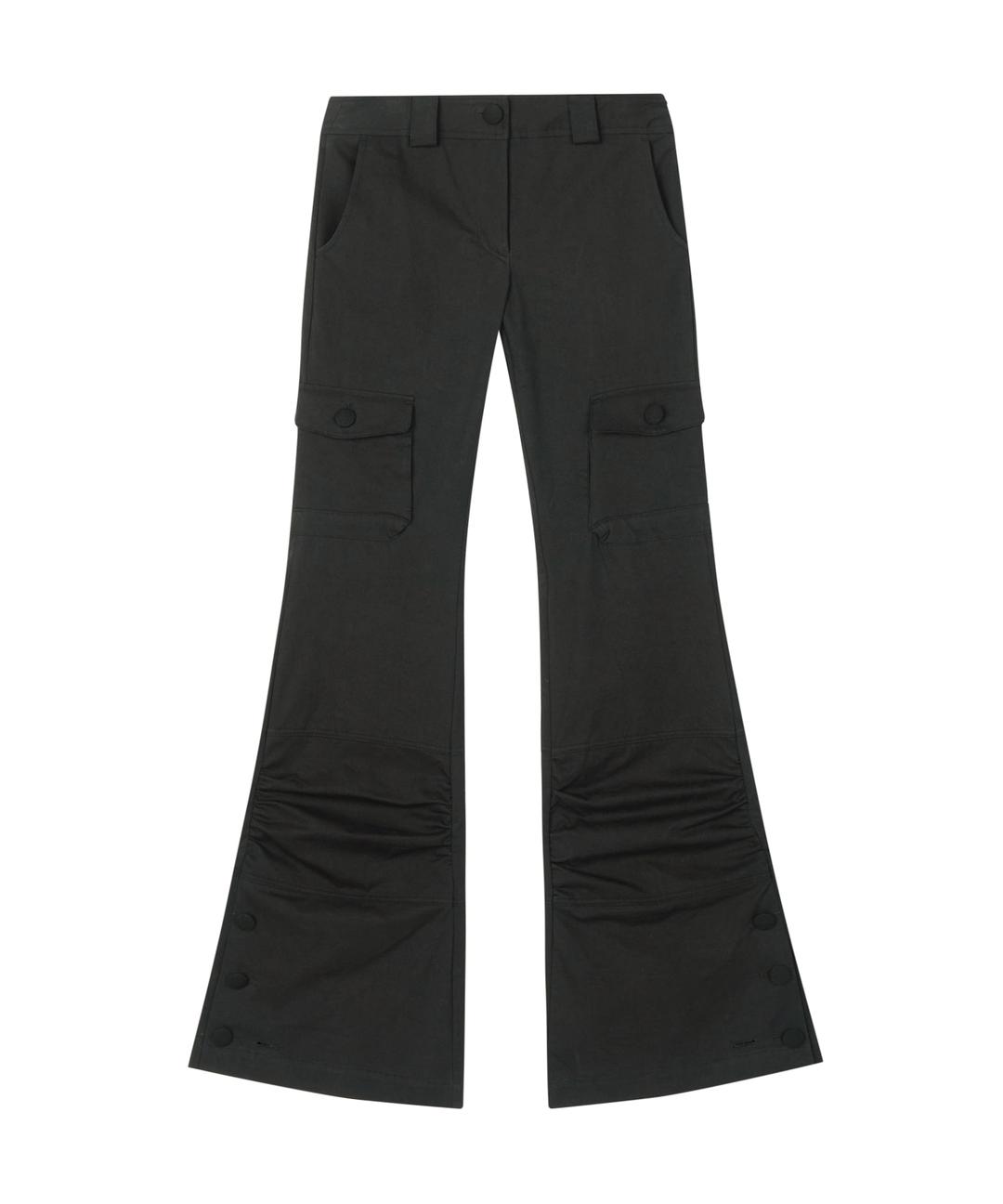 BAND DETAIL CARGO BOOTCUT PANTS (BLACK)