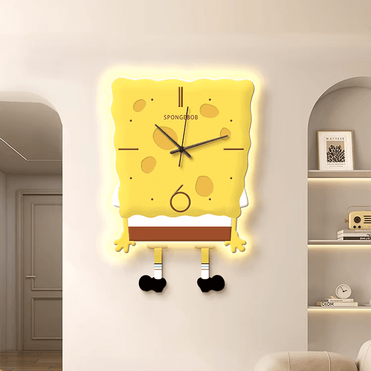 스폰지밥 무소음 벽시계 LED 시계