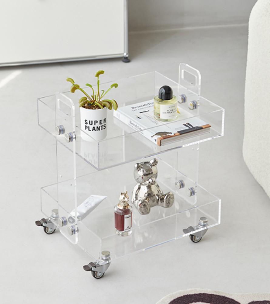 이동식 트롤리 아크릴 선반 미니 커피테이블 모던미드센추리 인테리어 가구
