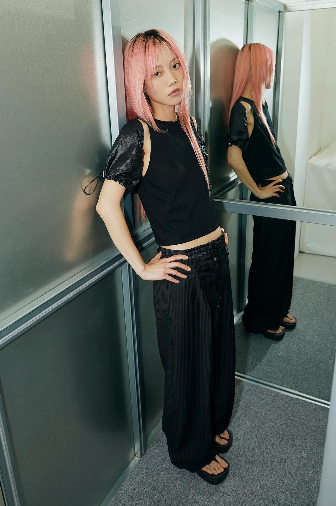G_LAYERED FORMAL PANTS / BLACK