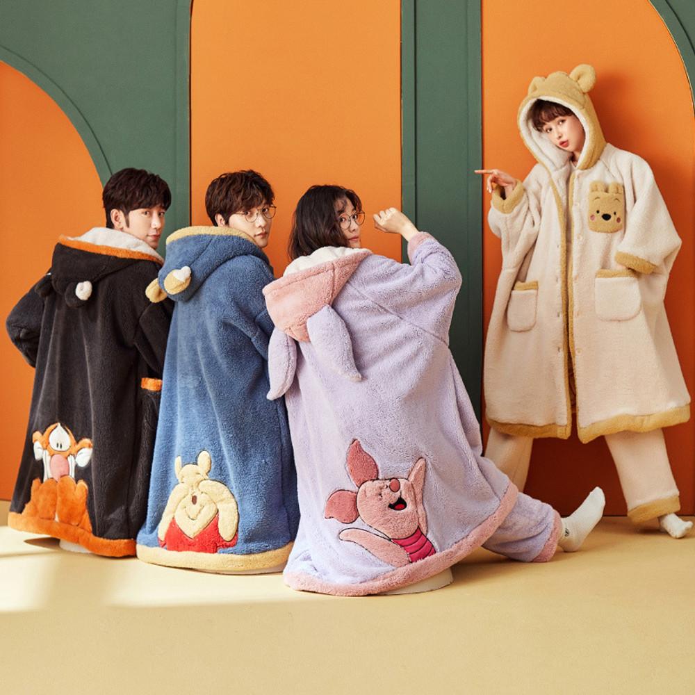 디즈니 캐릭터 호랑이 티거 곰돌이푸 돼지 피글렛 빅사이즈 커플극세사수면잠옷 수면파자마세트