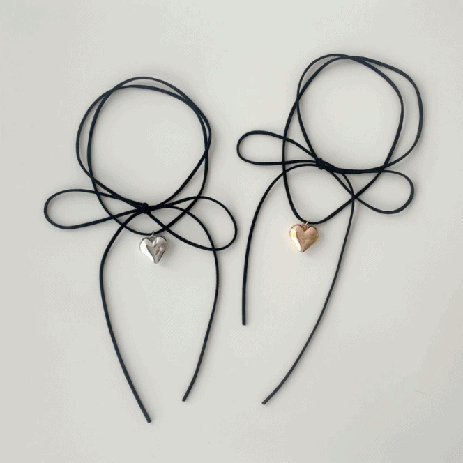 [연예인착용/인기폭주] 하트 스트링 매듭 메탈 롱 샤무드 목걸이 2type