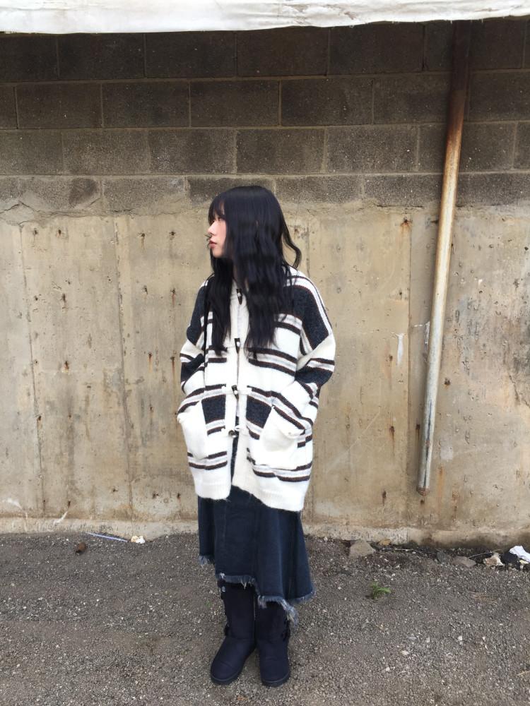 fringe unbal denim skirt