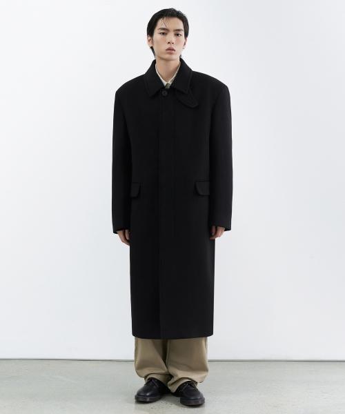 캐시미어 블렌드 오버 숄더 발마칸 코트 [블랙]