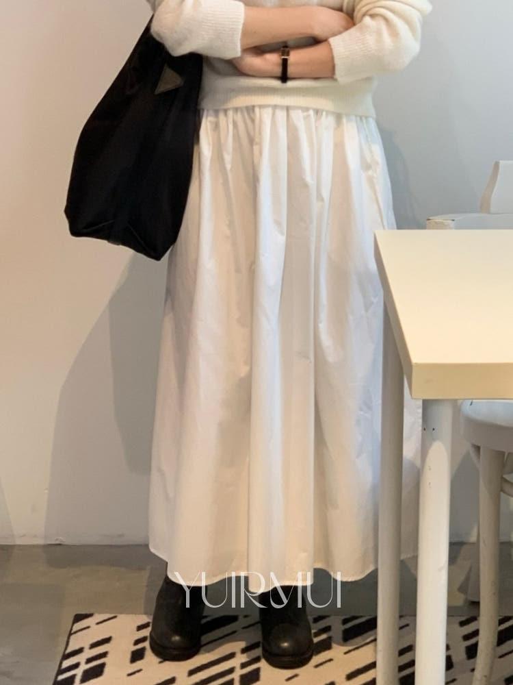 vergamot 베르가못 피치 셔링 스트링 A라인 플레어 밴딩 롱 스커트 2color