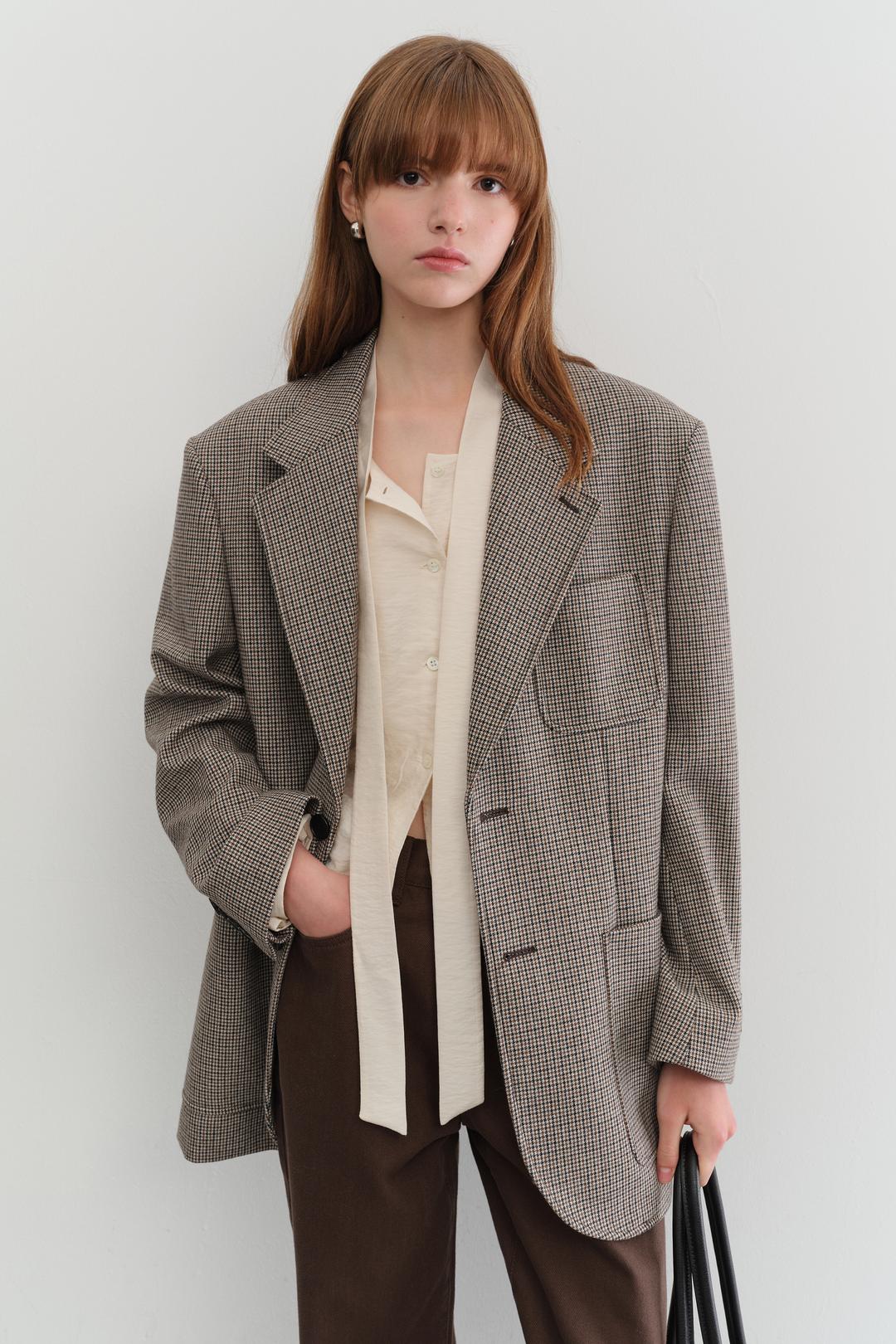 던스트 UNISEX OVERSIZED WOOL BLAZER [BROWN CHECK]