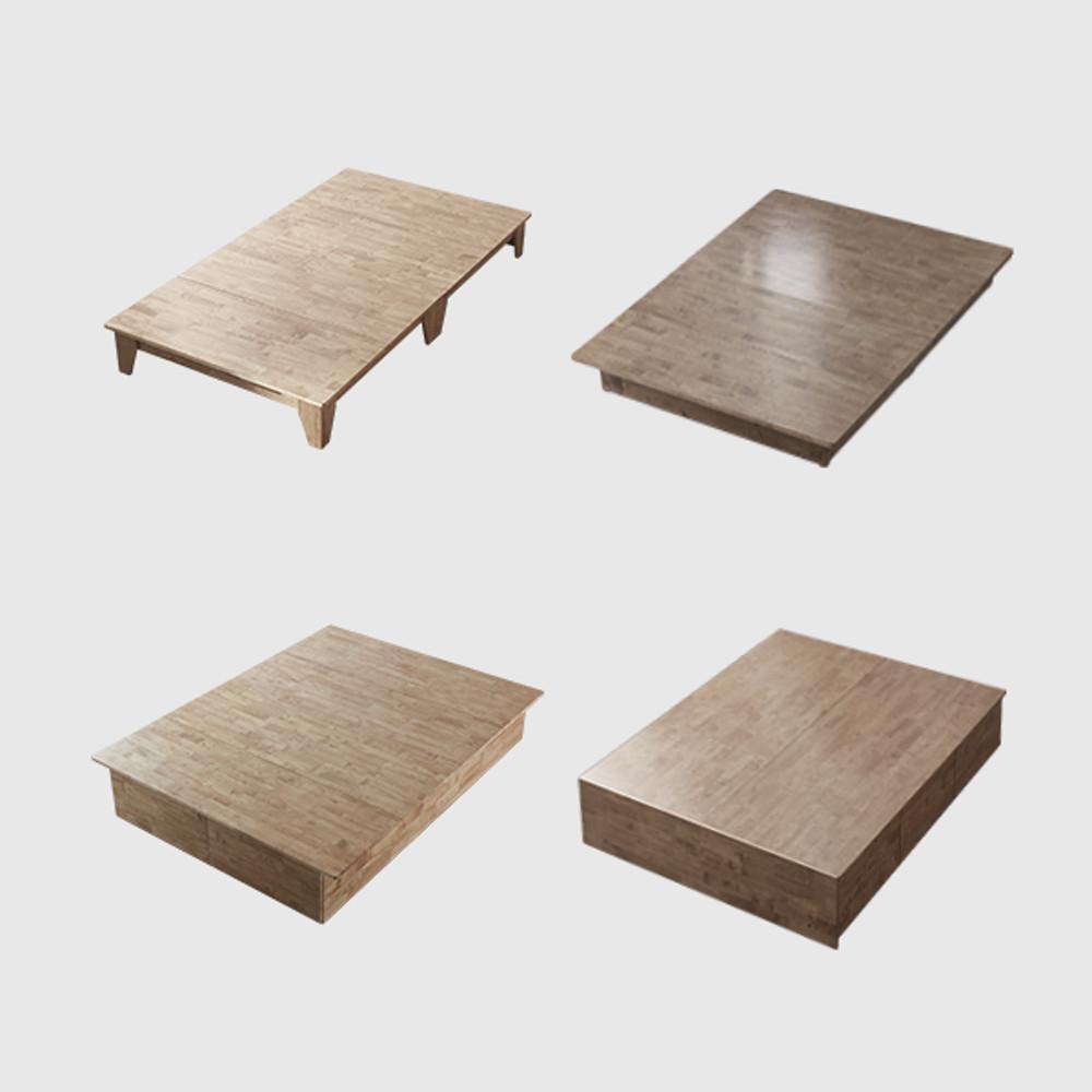 평상형 원목 침대 프레임 파운데이션 헤드없는 무헤드 평상형 슈퍼싱글 퀸 킹 라지킹