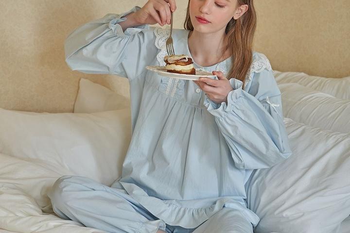 아이리 긴팔 투피스 스카이블루 (40수)