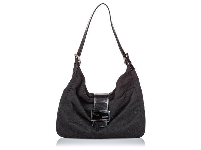 Fendi Black Wool Shoulder Bag