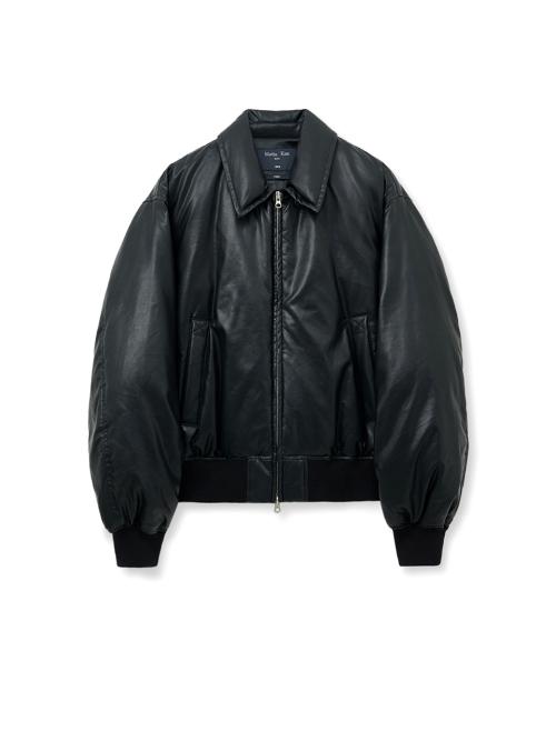 FAUX LEATHER DOWN JUMPER FOR MEN IN BLACK