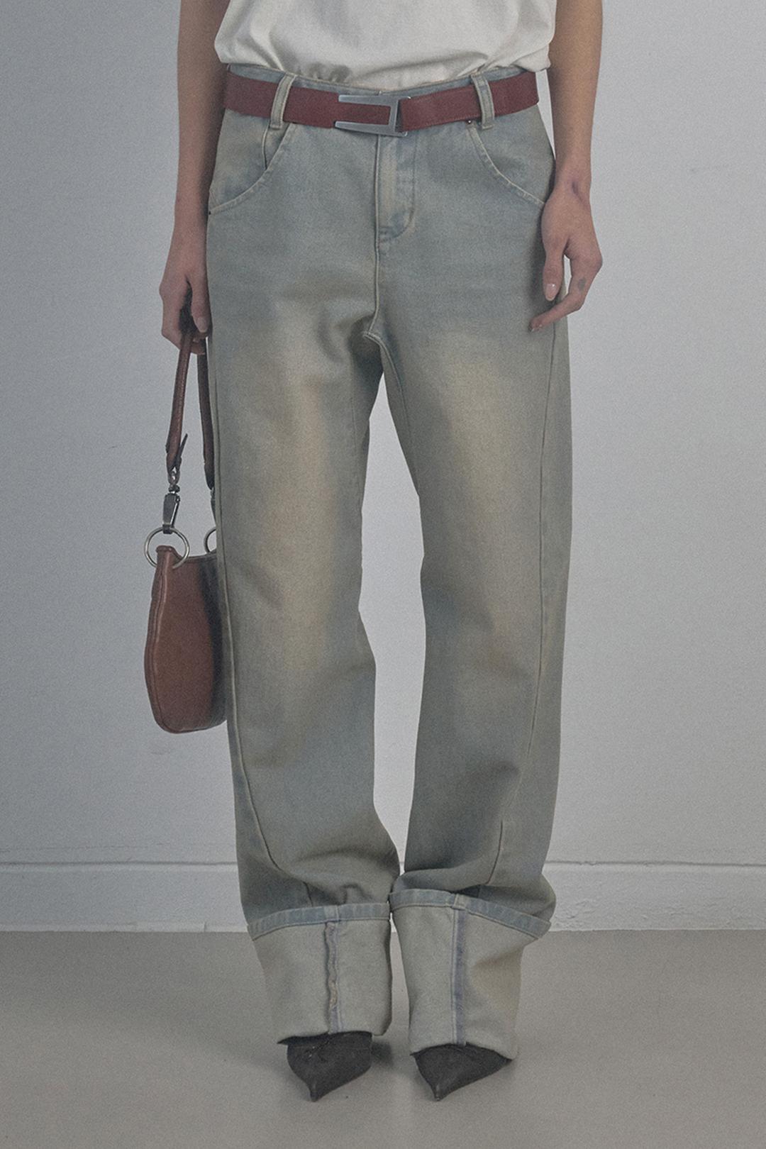 Applique Roll-Up Denim Washed Blue