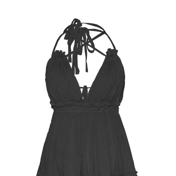 [ 13th ] Black string frill one piece [ 출고예정일 4/5~ ]