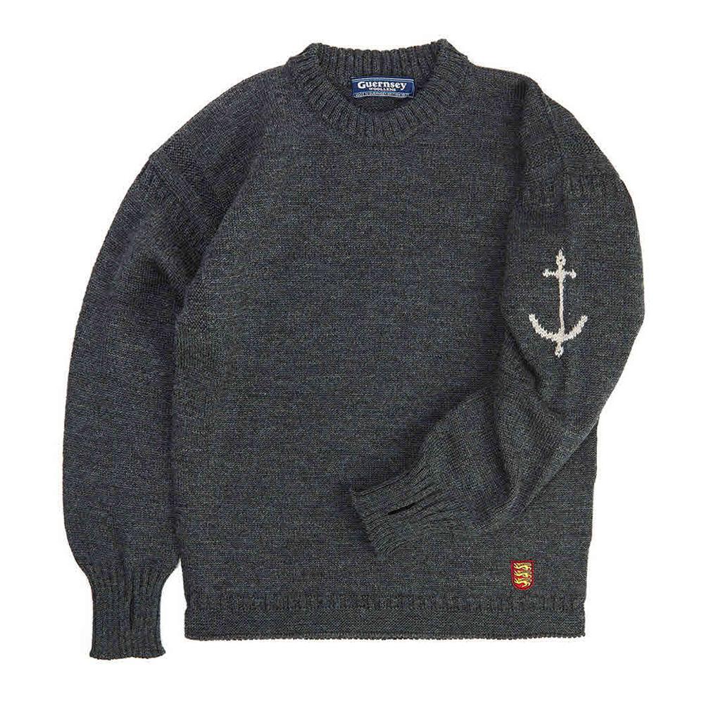 건지울른스 크루넥 홀가먼트 스웨터 - 차콜