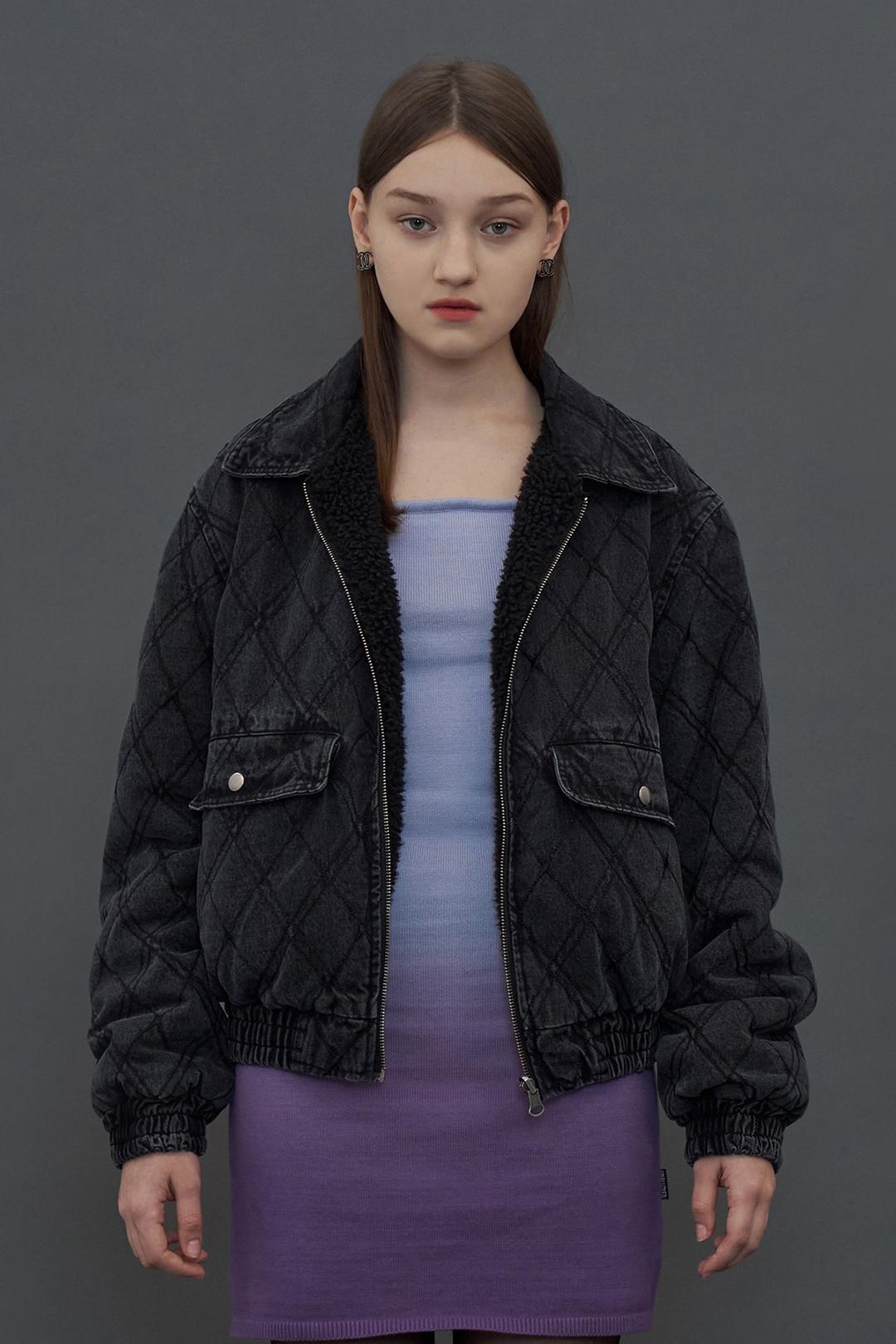 REVERSIBLE DENIM FLEECE JUMPER / BLACK