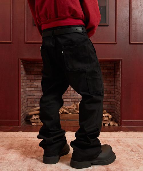 루터스 새깅 플레어 팬츠_솔리드 블랙