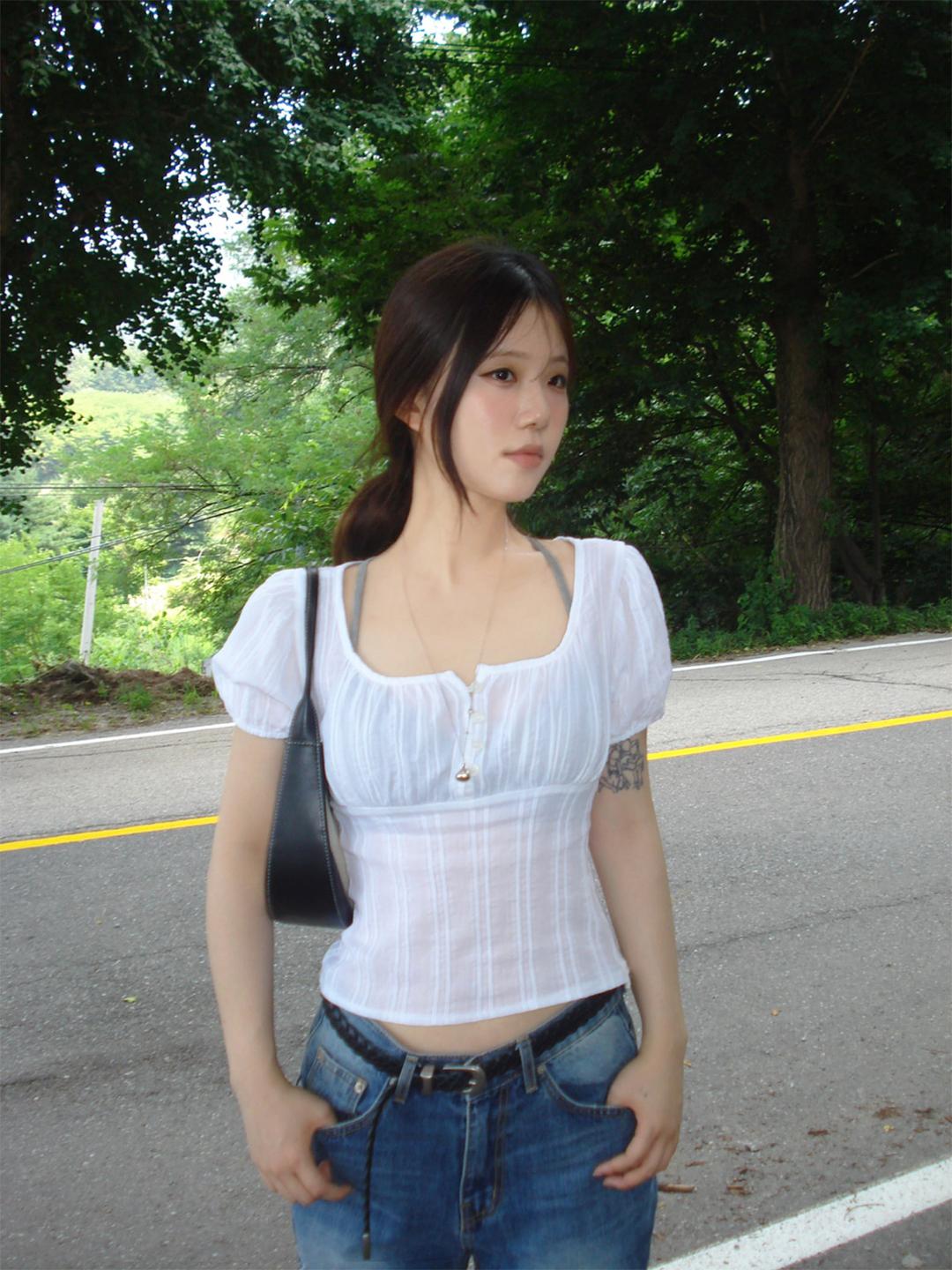 selena puff blouse [our made] *1-2일 소요