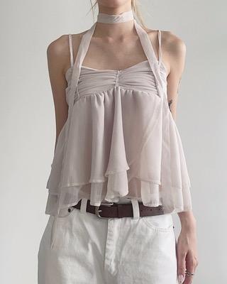 shy chiffon tie blouse (2color)