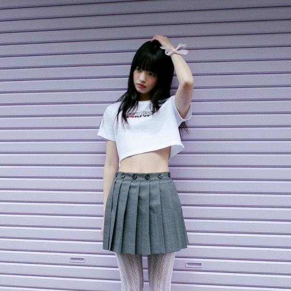 WRAP MINI PLEATS SKIRT_GREY