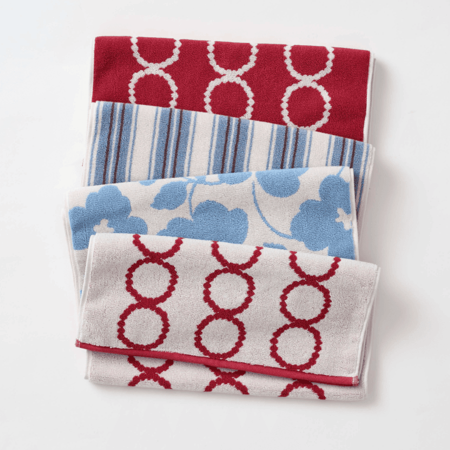 페이스 타월 4P - 레드&블루 세트 (선물패키지포함)