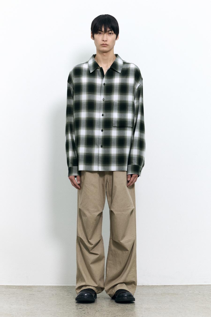 오버핏 레이온 체크 셔츠 GREY