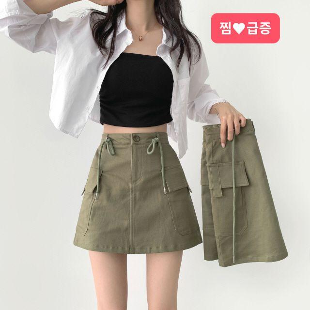 ~2XL,4Col[기장선택/속바지O]카고 스토퍼 고퀄 포켓 Y2K 스커트 치마바지_복플레이스