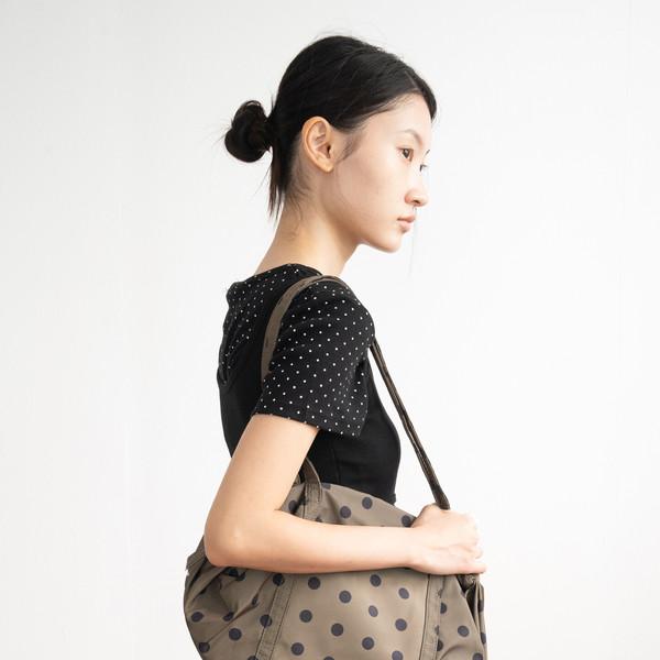 Round Square Dot Shoulder Bag (Khaki)