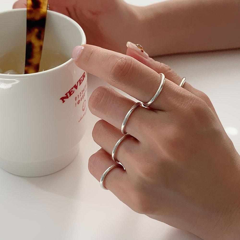 실버925 기본 민자 볼드 2mm 레이어드 열손가락 레이어드 실반지