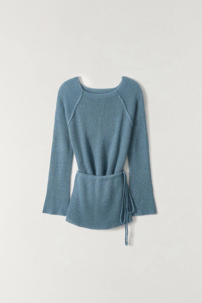 The Raust - 스커트 레이어드 래글런 니트 BLUE