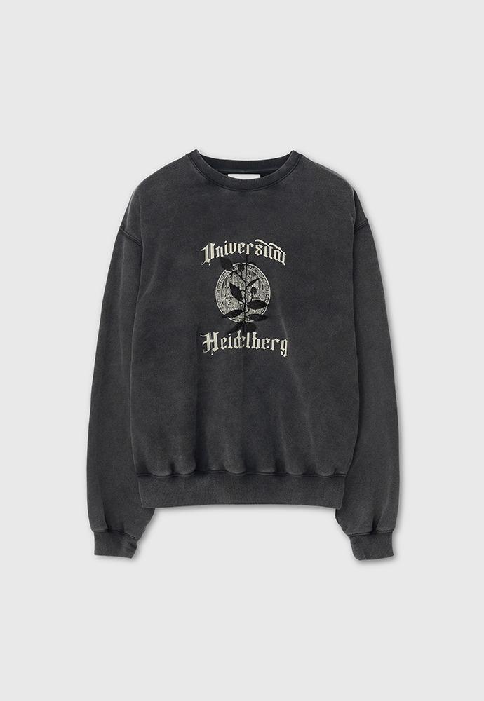 Embroidery Overlap College Sweatshirt_ Faded Black