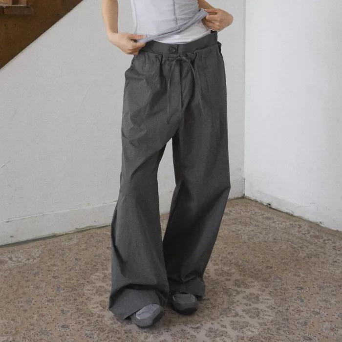 DOUBLE BELT OVERSIZED PANT CHARCOAL