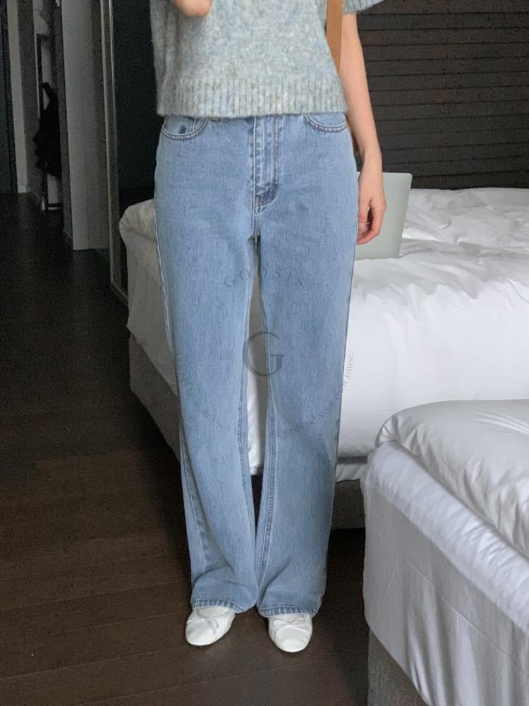 피넛 슬림 일자핏 중청 데님 (1color)