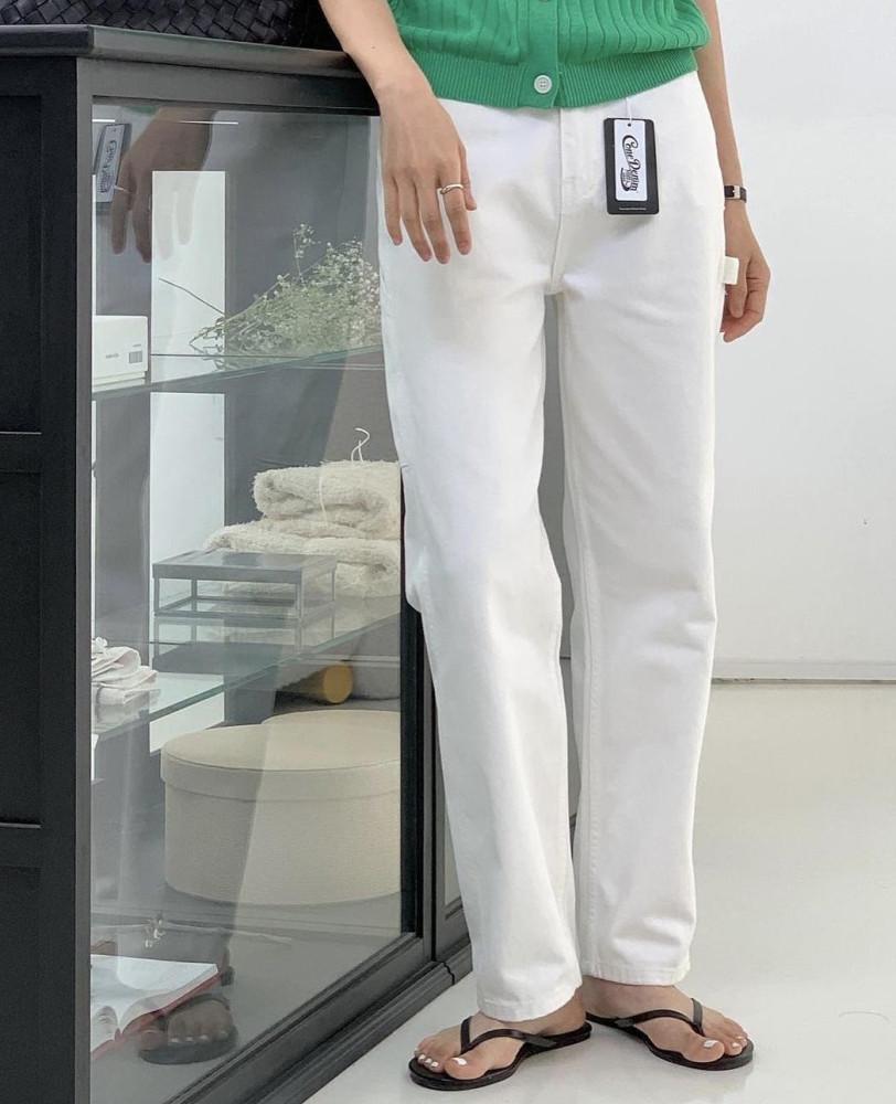 feb11 페브러리 콘 워크 데님 팬츠 코튼 일자 크림진 바지