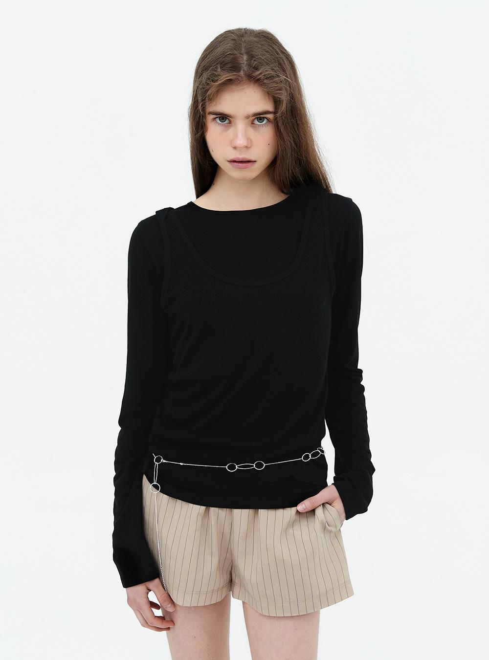 Layered sleeveless basic set. Black