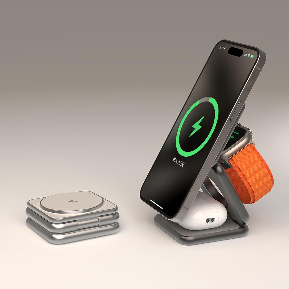 더베러 3IN1 맥세이프충전기 멀티 애플워치 충전기 아이폰 무선충전기 에어팟호환 P1프로 