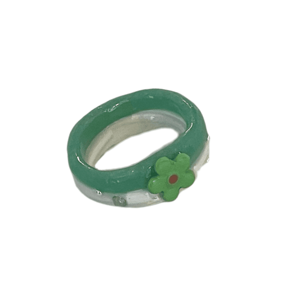 [vivifloring] twotone flower ring_green / 비비플로링 투톤플라워_그린
